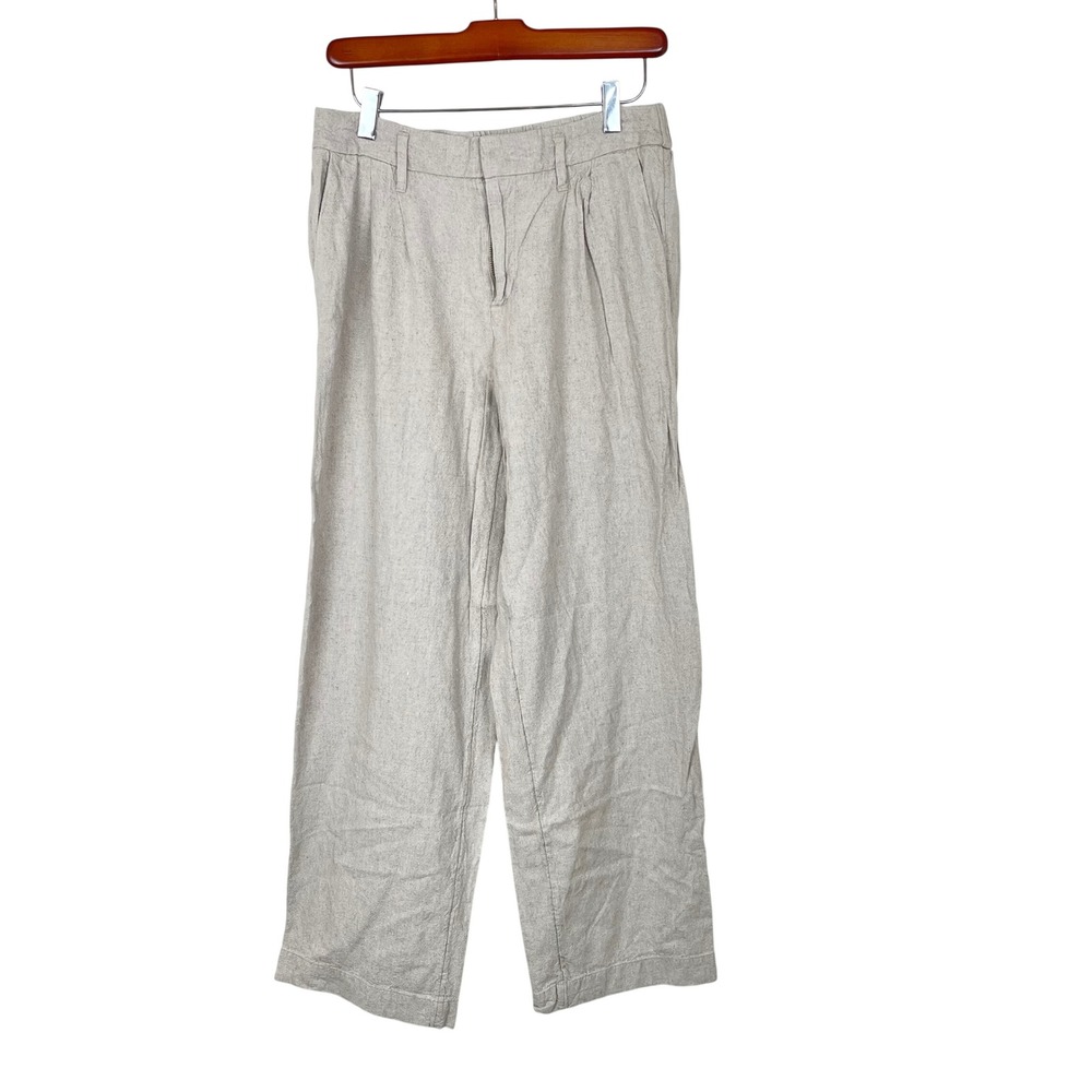 Womens Pants Sz 6 Linen Blend Minimalist Pleated Coastal Travel Vacation Preppy